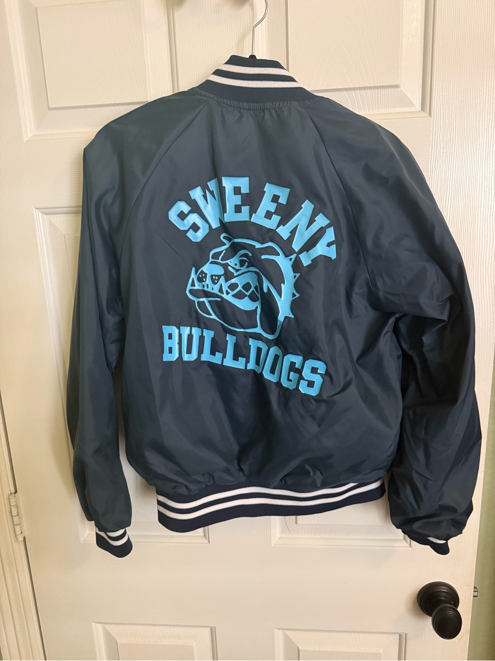 Vintage 1980s Sweeny Bulldogs Varsity Coach jacket USA made snap front Size M